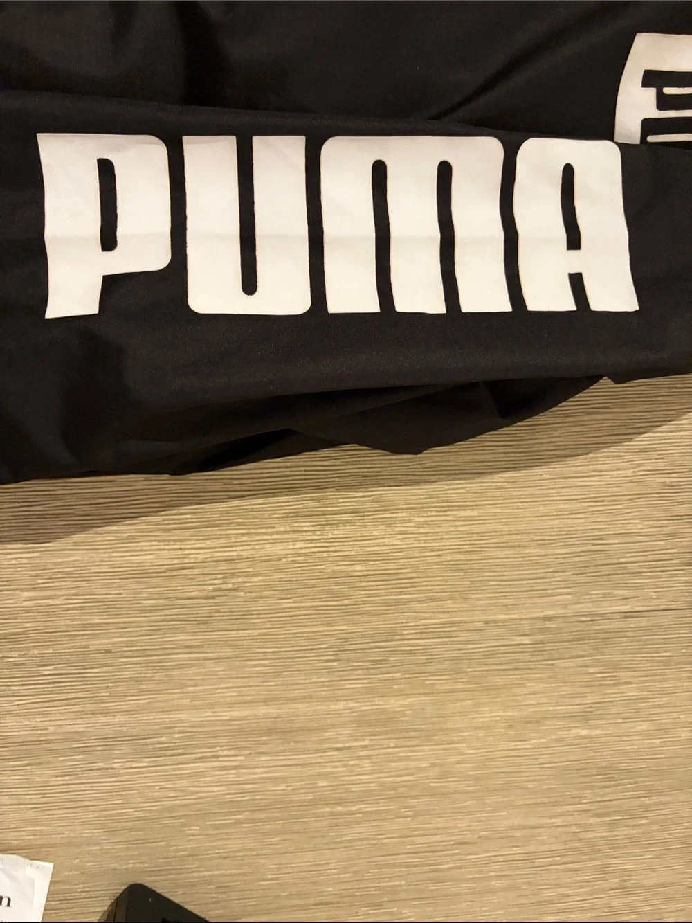 Puma Black Hooded Kids Rain Jacket with White Logo